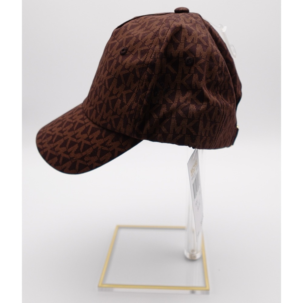 Michael Kors Signature Logo Baseball Cap Brown MK Monogram Hat Adjustable OS NEW - Picture 4 of 6